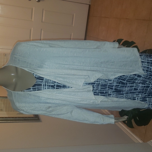 Foreign Exchange L cascading open front cardigan lagenlook burnout - Picture 2 of 7